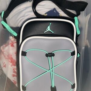 Jordan Black and Gray Belt Bag with Mint Accents